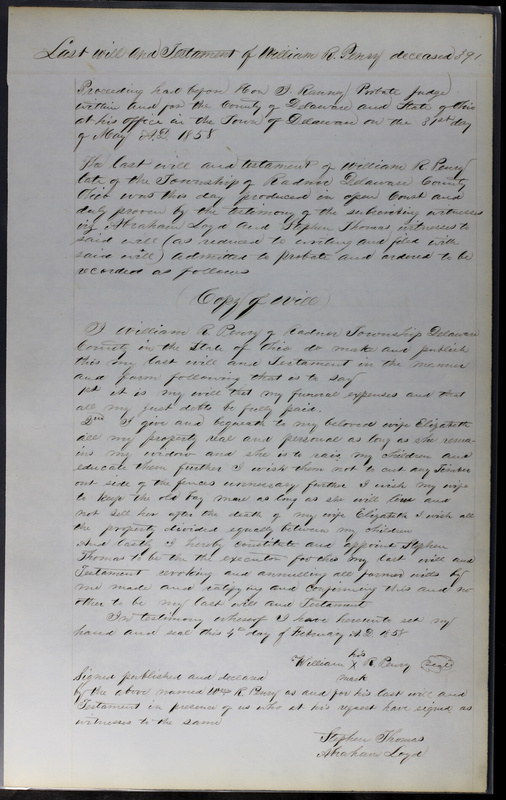 Delaware County Ohio Will Records Vol. 3 1850-1859 (p. 442)