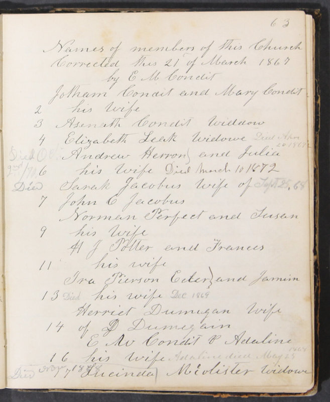 Sessional Records of the 1st Presbyterian Church of Trenton, Delaware Co., Ohio, 1831 (p. 69)