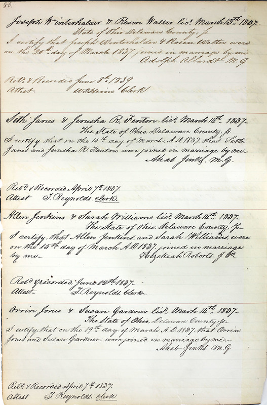 Marriage Records Vol.1 1835-1845 (p. 84)