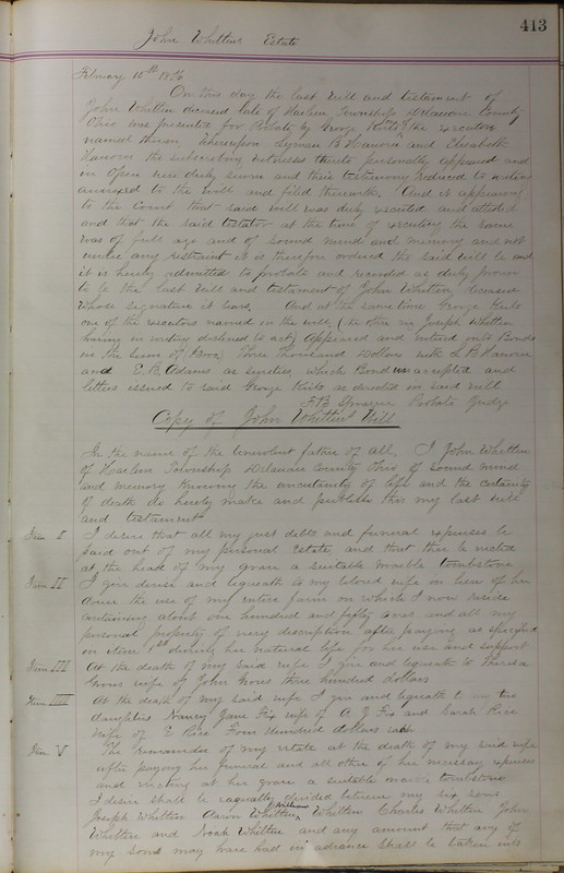 Delaware County Ohio Will Records Vol. 5 1869-1876 (p. 446)