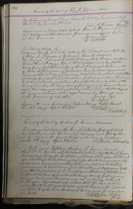 Delaware County Ohio Will Records Vol. 5 1869-1876 (p. 223)