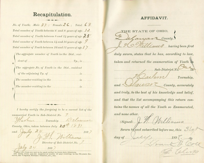 Harlem Township Enumeration of Youth Sub-District 1, July 20th, 1897 (p. 8)