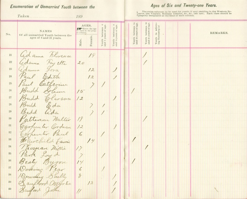 Harlem Township Enumeration of Youth Sub-District 1, July 20th, 1897 (p. 5)