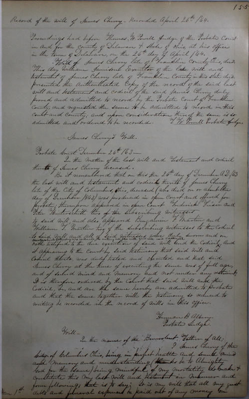 Delaware County Ohio Will Records Vol. 4 1859-1869 (p. 187)