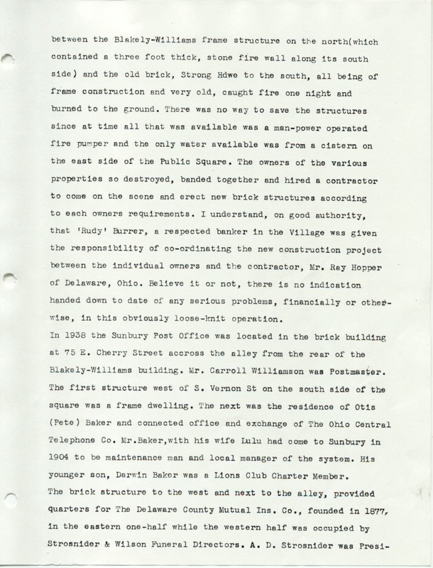 The Sunbury and Galena Communities and how they were in 1938 when Sunbury Lions Club Originated (p. 5)