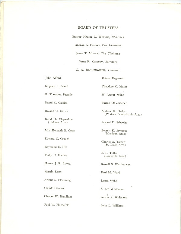 A Service of Dedication of the Methodist Theological School in Ohio Apartments (p. 10)