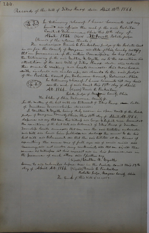 Delaware County Ohio Will Records Vol. 4 1859-1869 (p. 276)