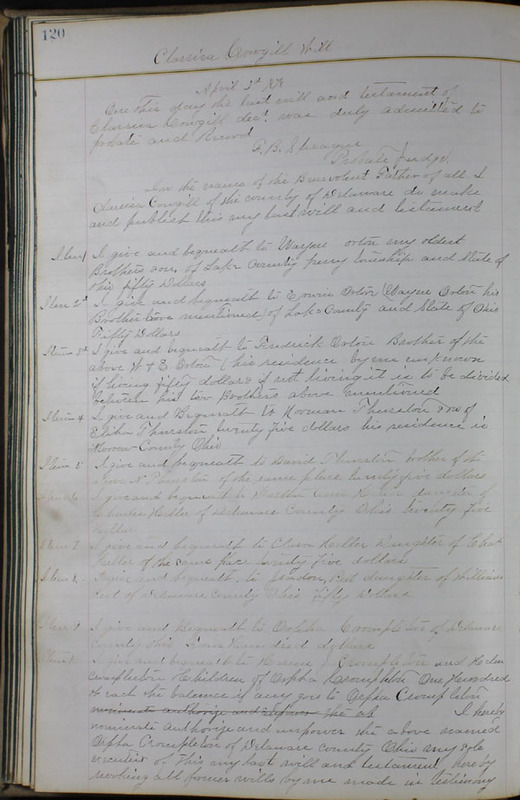 Delaware County Ohio Will Records Vol. 6 1876-1883 (p. 177)