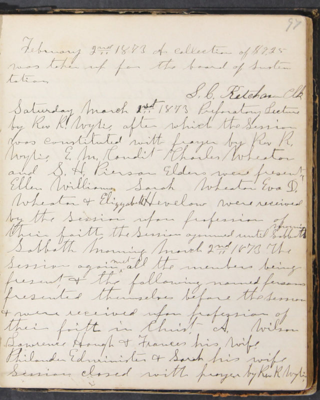 Sessional Records of the 1st Presbyterian Church of Trenton, Delaware Co., Ohio, 1831 (p. 103)