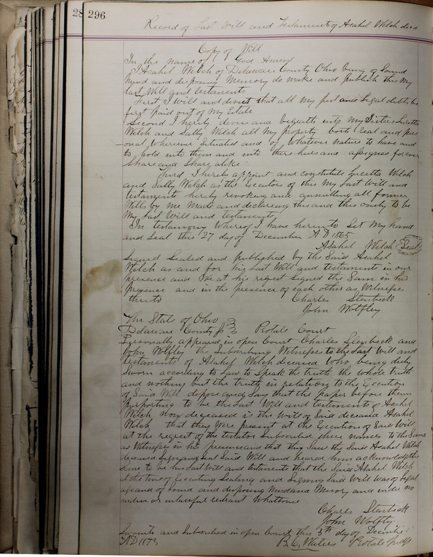 Delaware County Ohio Will Records Vol. 5 1869-1876 (p. 329)