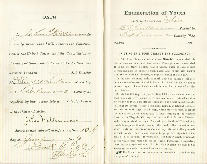 Harlem Township Enumeration of Youth Sub-District 5, July 20, 1896 (p. 3)