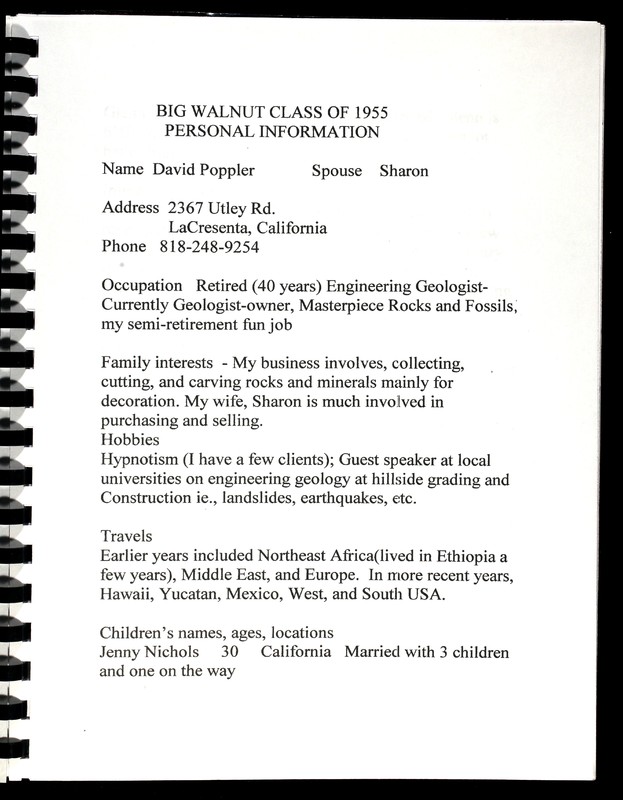 Big Walnut High School Class of 1955. [Supplement] (33)