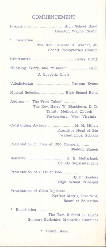 Fifth Annual Baccalaureate and Commencement Big Walnut High School 1955 (4)