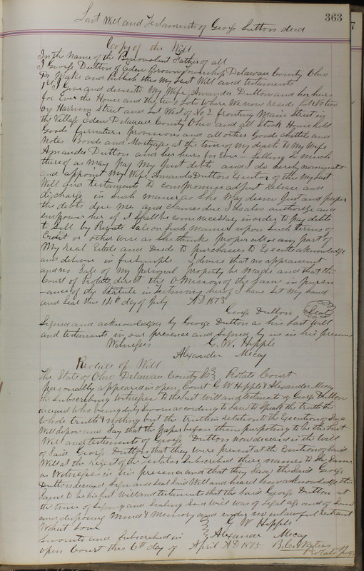 Delaware County Ohio Will Records Vol. 5 1869-1876 (p. 396)