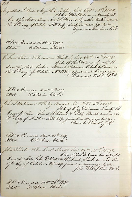 Marriage Records Vol.1 1835-1845 (p. 196)