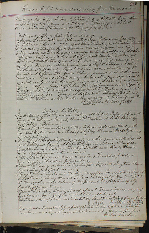 Delaware County Ohio Will Records Vol. 5 1869-1876 (p. 252)