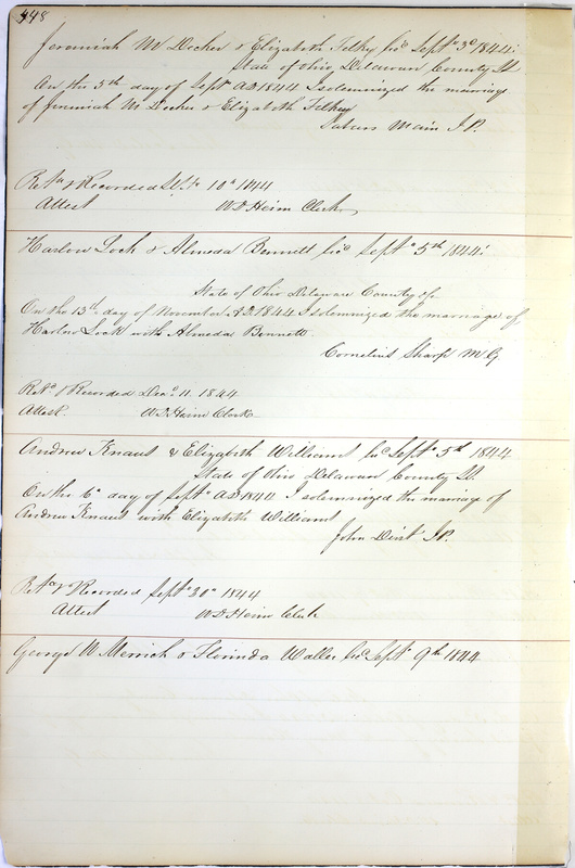 Marriage Records Vol.1 1835-1845 (p. 452)