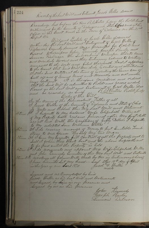 Delaware County Ohio Will Records Vol. 5 1869-1876 (p. 257)