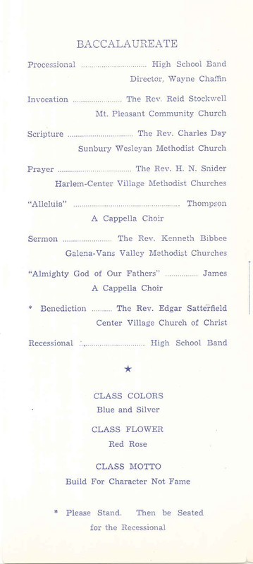 Fifth Annual Baccalaureate and Commencement Big Walnut High School 1955 (2)