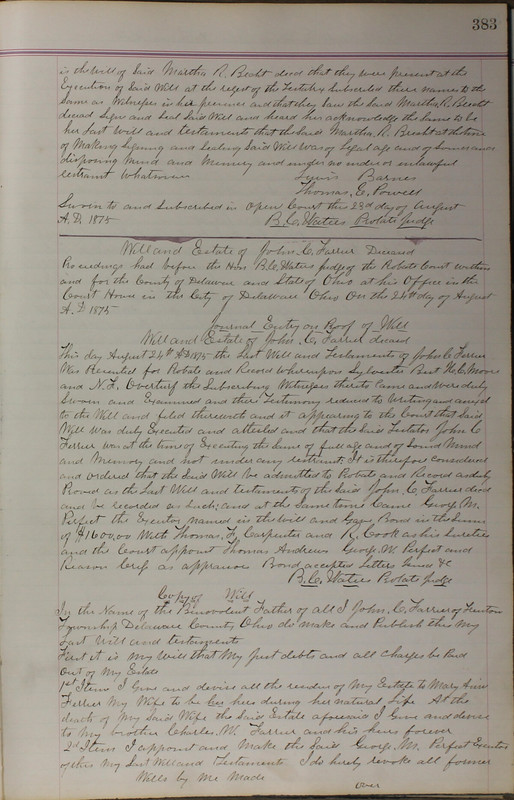 Delaware County Ohio Will Records Vol. 5 1869-1876 (p. 416)