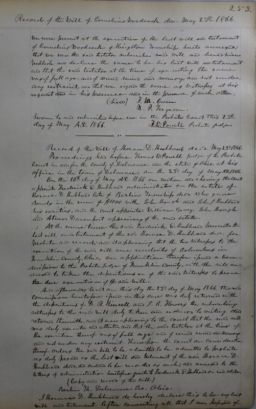 Delaware County Ohio Will Records Vol. 4 1859-1869 (p. 285)