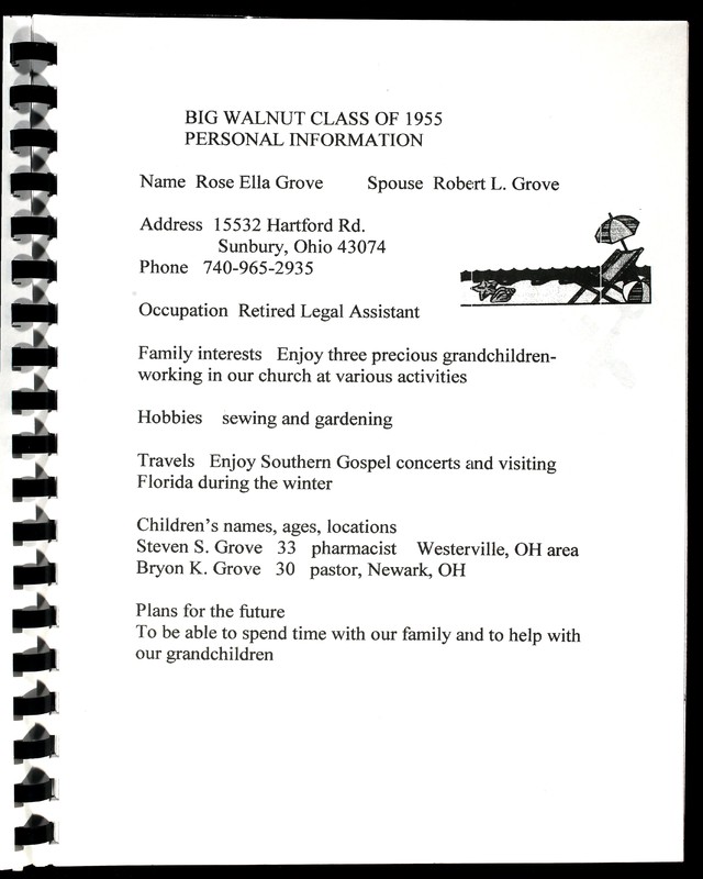 Big Walnut High School Class of 1955. [Supplement] (20)