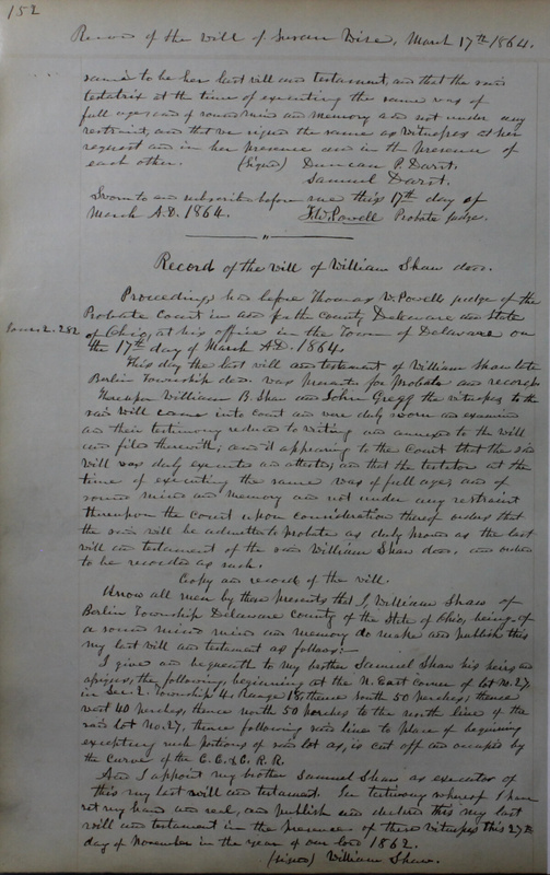 Delaware County Ohio Will Records Vol. 4 1859-1869 (p. 184)