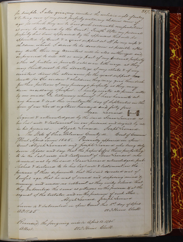 Delaware County Ohio Will Records Vol. 2 1835-1850 (p. 332)