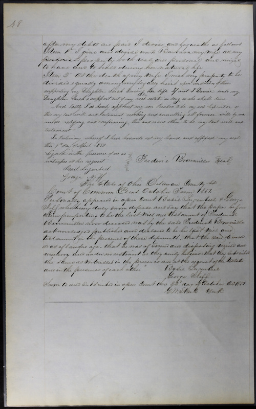 Delaware County Ohio Will Records Vol. 3 1850-1859 (p. 100)