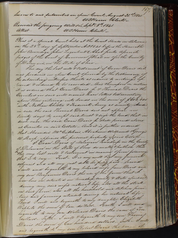 Delaware County Ohio Will Records Vol. 2 1835-1850 (p. 212)