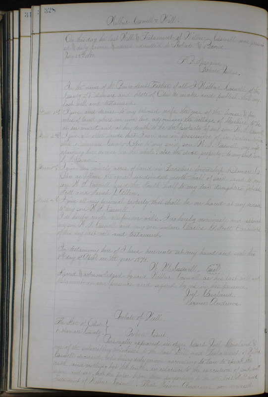 Delaware County Ohio Will Records Vol. 6 1876-1883 (p. 383)