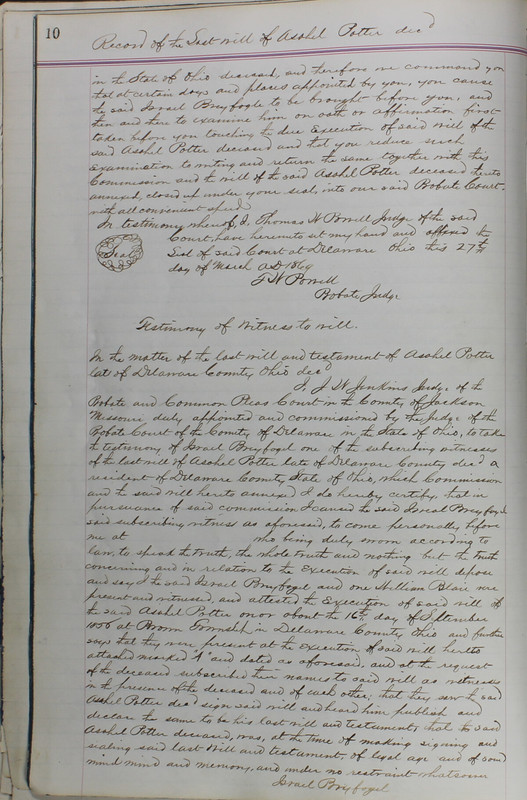 Delaware County Ohio Will Records Vol. 5 1869-1876 (p. 43)