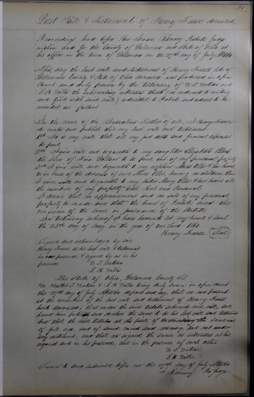 Delaware County Ohio Will Records Vol. 4 1859-1869 (p. 60)