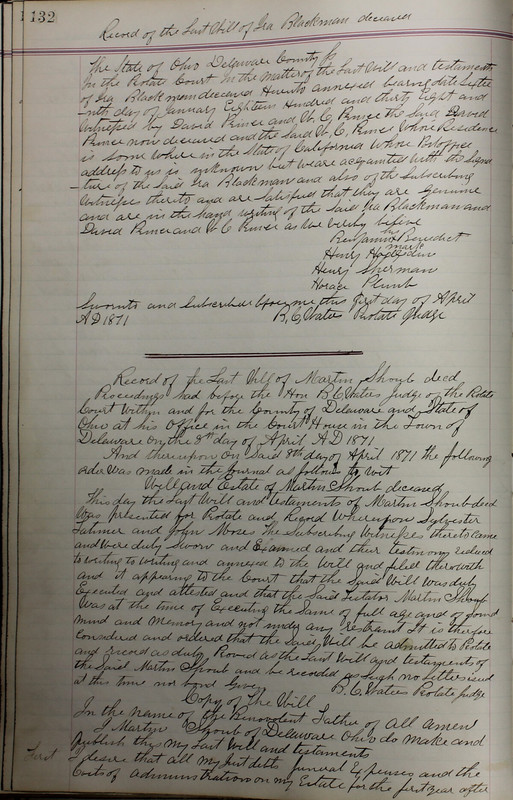 Delaware County Ohio Will Records Vol. 5 1869-1876 (p. 165)