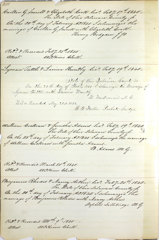 Marriage Records Vol.1 1835-1845 (p. 214)