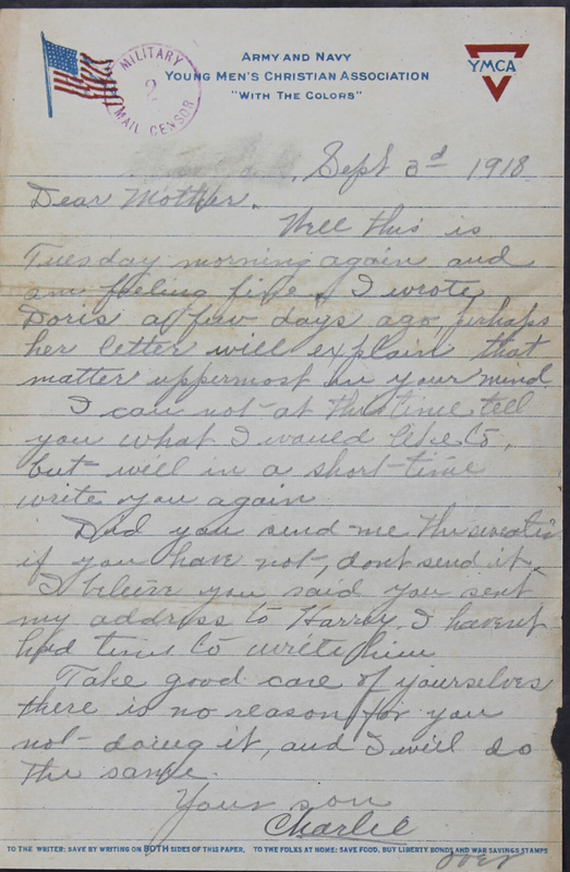 Charlie C. Bricker World War I Letters (p. 57)