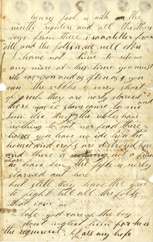 Mitchell Family Civil War Letters (p. 3)