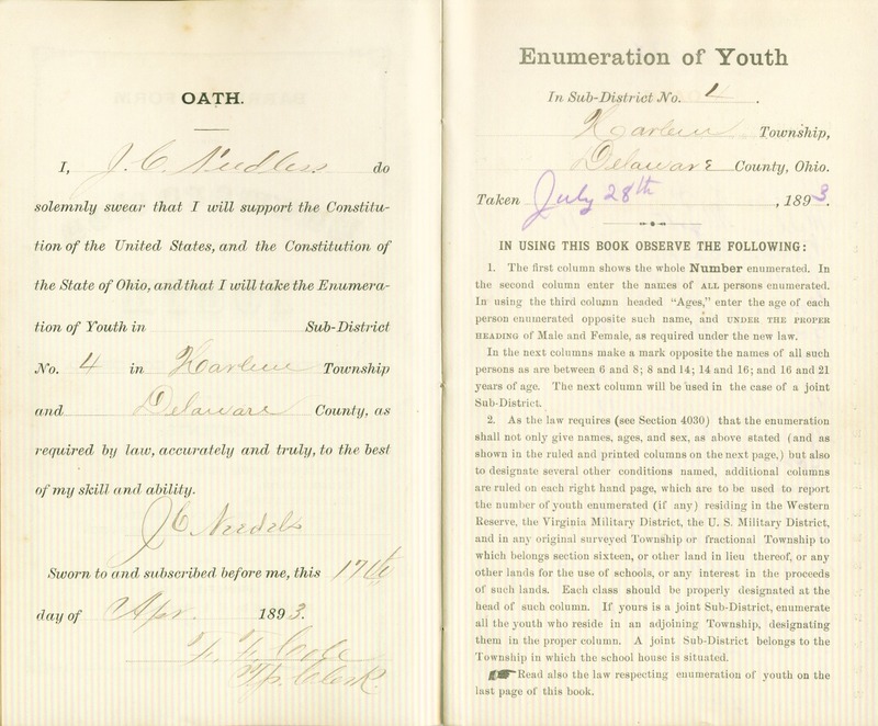 Harlem Township Enumeration of Youth Sub-District 4, July 28th, 1893 (p. 3)