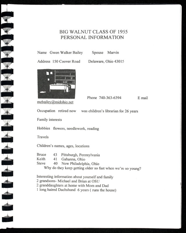 Big Walnut High School Class of 1955. [Supplement] (12)