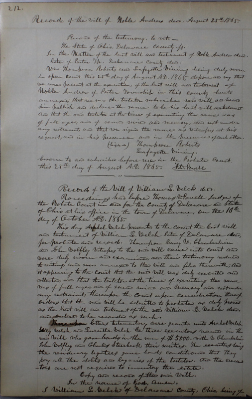 Delaware County Ohio Will Records Vol. 4 1859-1869 (p. 244)