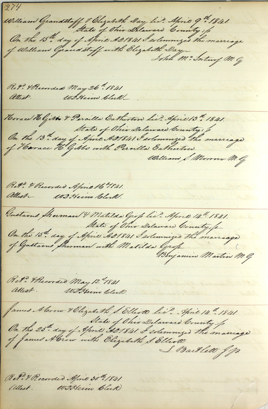 Marriage Records Vol.1 1835-1845 (p. 278)