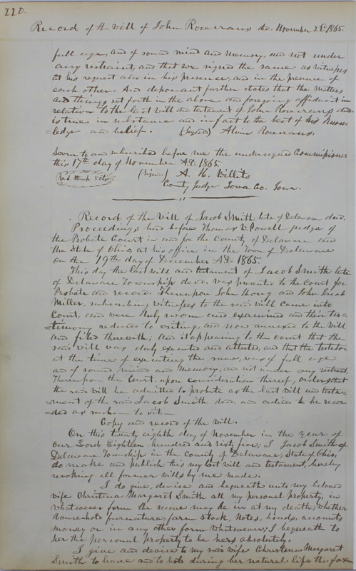 Delaware County Ohio Will Records Vol. 4 1859-1869 (p. 252)