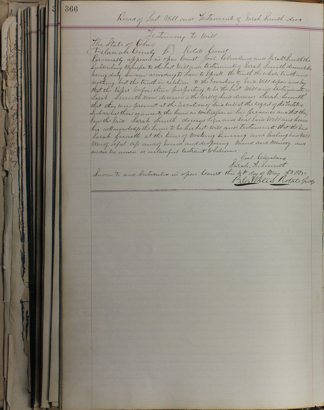 Delaware County Ohio Will Records Vol. 5 1869-1876 (p. 399)