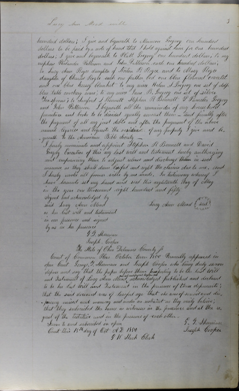 Delaware County Ohio Will Records Vol. 3 1850-1859 (p. 55)