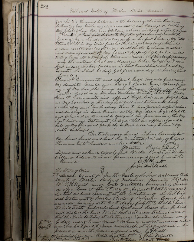 Delaware County Ohio Will Records Vol. 5 1869-1876 (p. 315)