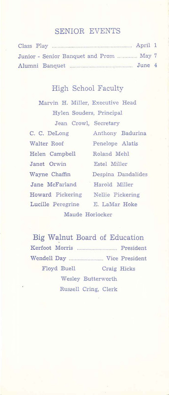 Fifth Annual Baccalaureate and Commencement Big Walnut High School 1955 (5)