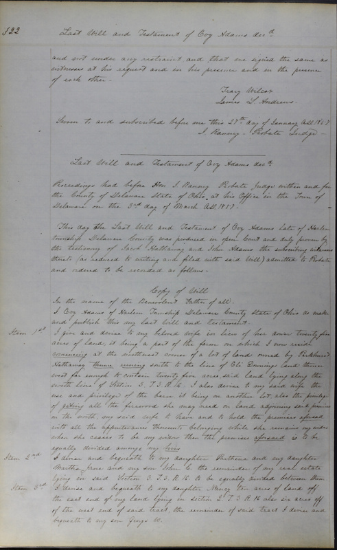 Delaware County Ohio Will Records Vol. 3 1850-1859 (p. 374)