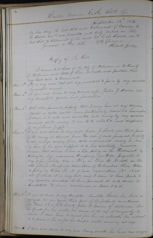 Delaware County Ohio Will Records Vol. 6 1876-1883 (p. 64)