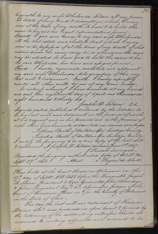 Delaware County Ohio Will Records Vol. 2 1835-1850 (p. 120)