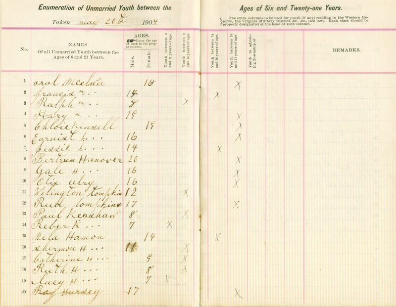 Harlem Township Enumeration of Youth Sub-District 3, April 18, 1904 (p. 4)